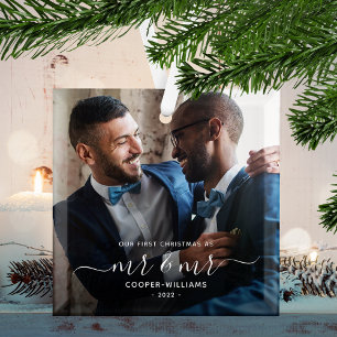 Erste Weihnachten als Mr. und Mr. LGBTQ Keepake Ornament Aus Glas