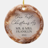 Erste Weihnachten als mr und mrs bauble Foto Keramik Ornament (Hinten)