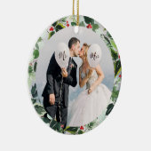 Erste Weihnachten als Mr. und Mrs. Custom Foto Keramik Ornament (Rechts)