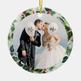 Erste Weihnachten als Mr. und Mrs. Custom Foto Keramik Ornament