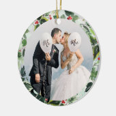Erste Weihnachten als Mr. und Mrs. Custom Foto Keramik Ornament (Links)