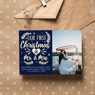 Erste Weihnachten als MR und MRS Foil Holiday Card Folien Feiertagskarte