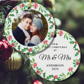 Erste Weihnachten als Mr. und Mrs. Foto Keramik Ornament