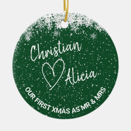 Erste Weihnachten als Mr. und Mrs. Green Ornament (Vorne)