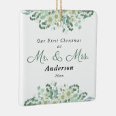 Erste Weihnachten als Mr. und Mrs. Greenery Weihna Keramikornament (Rechts)