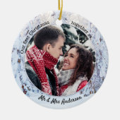 Erste Weihnachten als Mr. und Mrs. Holiday Foto Keramik Ornament (Vorne)
