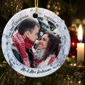 Erste Weihnachten als Mr. und Mrs. Holiday Foto Keramik Ornament