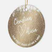 Erste Weihnachten als Mr. und Mrs. Keramik Ornament (Links)