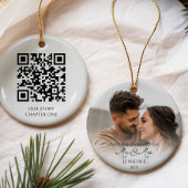 Erste Weihnachten als Mr. und Mrs. QR Code Foto Keramik Ornament
