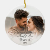 Erste Weihnachten als Mr. und Mrs. QR Code Foto Keramik Ornament (Vorne)