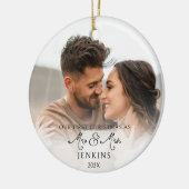 Erste Weihnachten als Mr. und Mrs. QR Code Foto Keramik Ornament (Links)