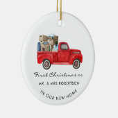 Erste Weihnachten als Mr. und Mrs. Red Truck neue Keramik Ornament (Rechts)