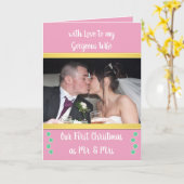 Erste Weihnachten als Mr. und Mrs. Rosa und grünes Karte (Gelbe Blume)