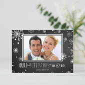 Erste Weihnachten als Mr. und Mrs. Snowflake Card Einladung (Stehend Vorderseite)