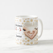 Erste Weihnachten als Mr. und Mrs. Snowflake Foto Kaffeetasse (VorderseiteRechts)