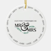 Erste Weihnachten als Mr. und Mrs. Wedding Foto Keramik Ornament (Vorne)