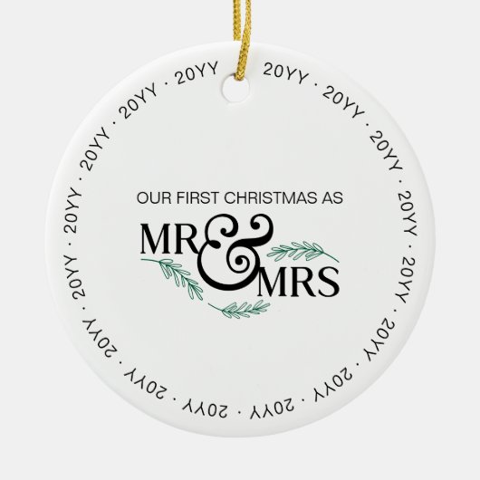 Erste Weihnachten als Mr. und Mrs. Wedding Foto Keramik Ornament (Vorne)
