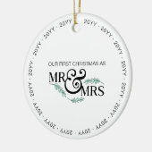 Erste Weihnachten als Mr. und Mrs. Wedding Foto Keramik Ornament (Links)