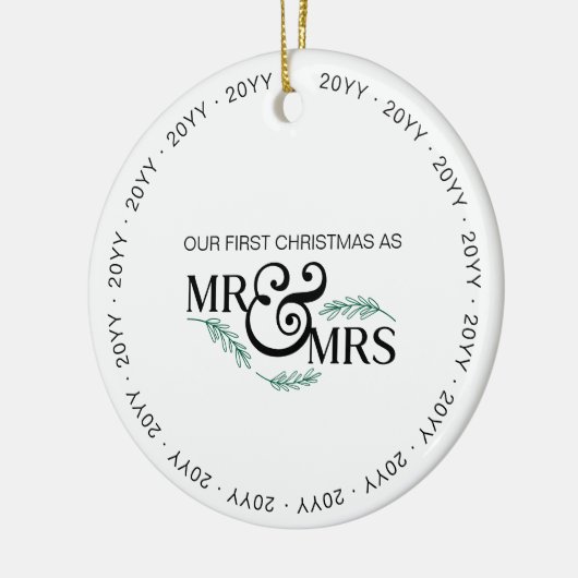 Erste Weihnachten als Mr. und Mrs. Wedding Foto Keramik Ornament (Links)