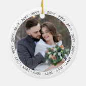 Erste Weihnachten als Mr. und Mrs. Wedding Foto Keramik Ornament (Hinten)