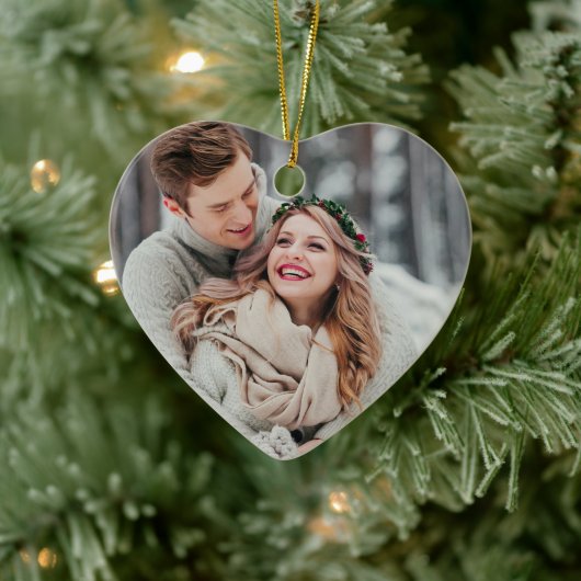 Erste Weihnachten als Mr. und Mrs. Wedding Foto Keramik Ornament (Baum)
