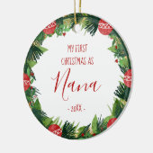Erste Weihnachten als Nana Baby Foto Wreath Keramik Ornament (Links)