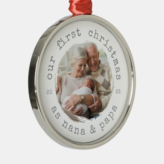Erste Weihnachten als Nana & Papa 2025 Großeltern Ornament Aus Metall (Rechts)
