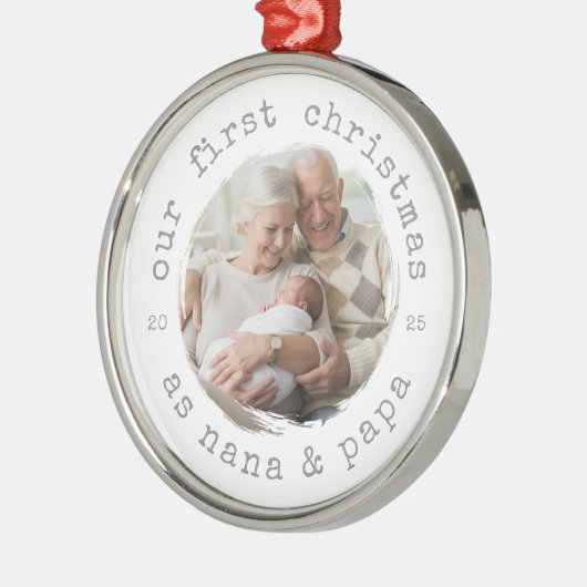 Erste Weihnachten als Nana & Papa 2025 Großeltern Ornament Aus Metall (Links)