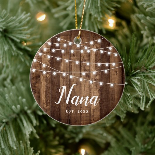Erste Weihnachten als Nana Rustikal Personalisiert Keramik Ornament (Baum)