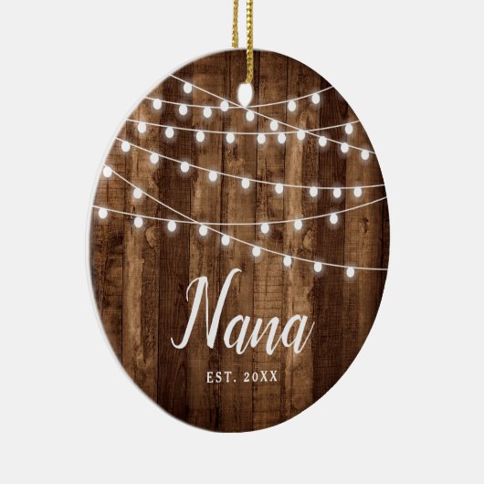 Erste Weihnachten als Nana Rustikal Personalisiert Keramik Ornament (Rechts)