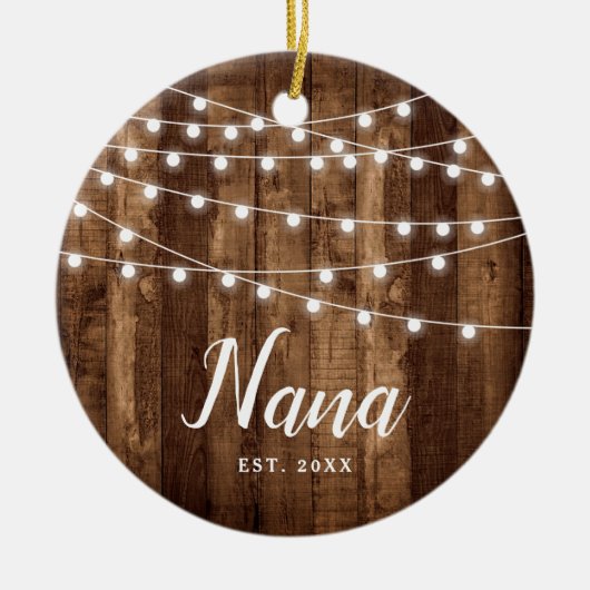Erste Weihnachten als Nana Rustikal Personalisiert Keramik Ornament (Vorne)