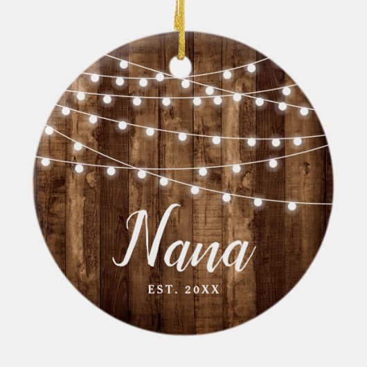 Erste Weihnachten als Nana Rustikal Personalisiert Keramik Ornament (Hinten)