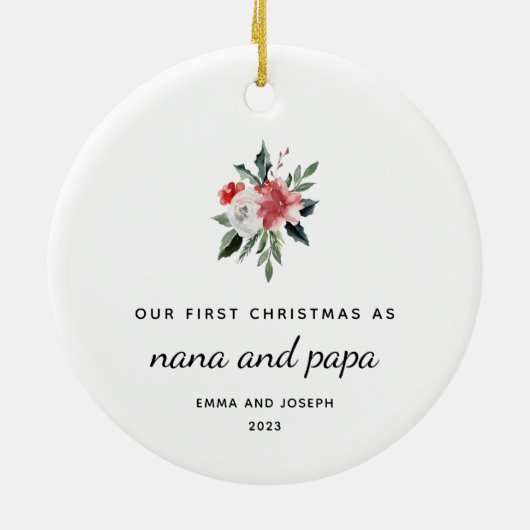 Erste Weihnachten als Nana und Papa | elegant Keramik Ornament (Hinten)