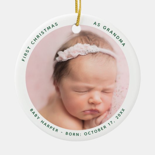 Erste Weihnachten als Oma Baby Foto Keramik Ornament (Vorne)