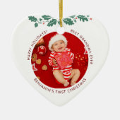 Erste Weihnachten als Oma Baby Fotos Keramik Ornament (Vorne)