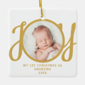 Erste Weihnachten als Oma Foto Gold Script Keramikornament (Vorderseite)