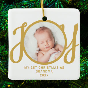 Erste Weihnachten als Oma Foto Gold Script Keramikornament