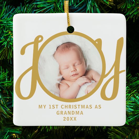 Erste Weihnachten als Oma Foto Gold Script Keramikornament