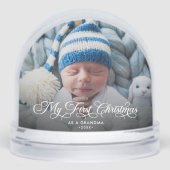 Erste Weihnachten als Oma Kalligraphie 2-Foto Schneekugeln (Vorderseite)