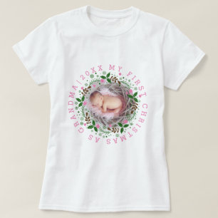 Erste Weihnachten als Oma-Kranz rosa T-Shirt