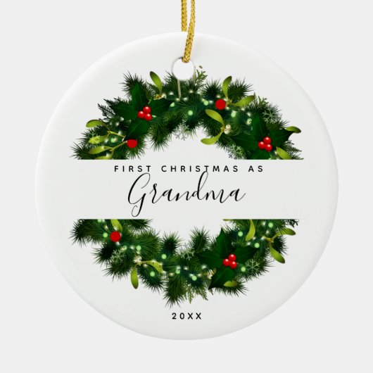 Erste Weihnachten als Oma Moderne Kleider Custom Keramik Ornament (Vorne)