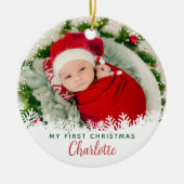 Erste Weihnachten als Oma & Opa Custom Foto Keramik Ornament (Vorne)