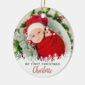 Erste Weihnachten als Oma & Opa Custom Foto Keramik Ornament (Links)