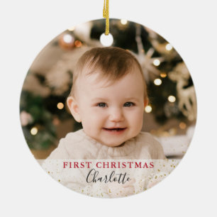 Erste Weihnachten als Oma & Opa Holly Berries Keramik Ornament