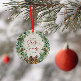 Erste Weihnachten als Oma Pine Wreath Birch Foto Keramik Ornament