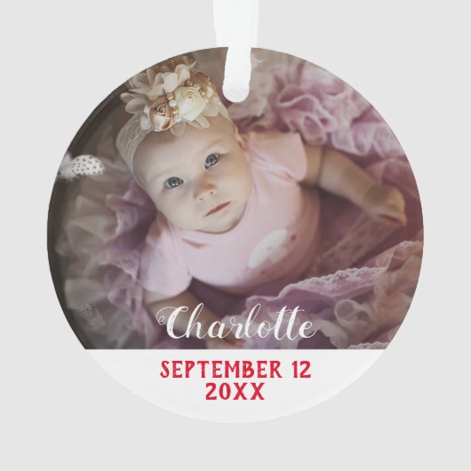 Erste Weihnachten als Oma rot & weiß mit Foto Ornament (Rückseite)