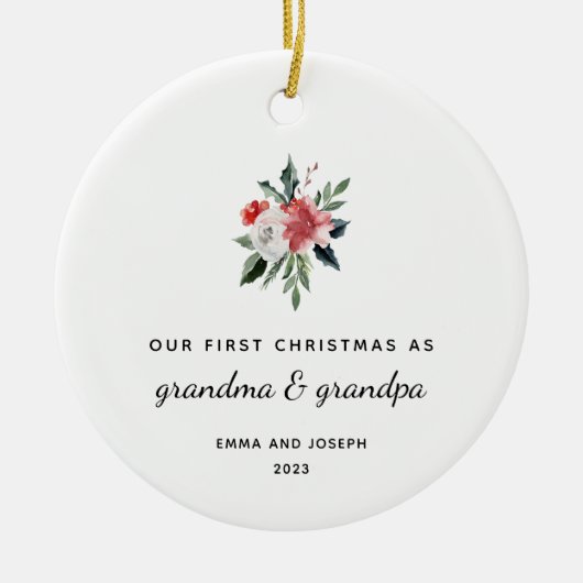 Erste Weihnachten als Oma und Opa | elegant Keramik Ornament (Vorne)