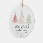 Erste Weihnachten als Oma und Opa-Ornament Keramik Ornament (Rechts)