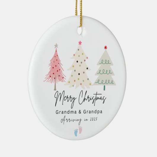 Erste Weihnachten als Oma und Opa-Ornament Keramik Ornament (Rechts)