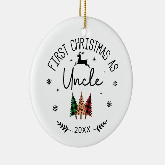 Erste Weihnachten als Onkel-Foto Keramik Ornament (Rechts)